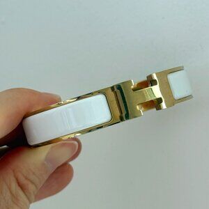 Hermes Clic H Bracelet - White/Gold